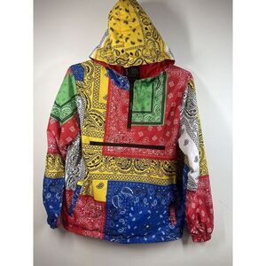 Bleecker And Mercer Men’s 1/4 Zip‎ Bandana Pullover Windbreaker Hooded Pockets S